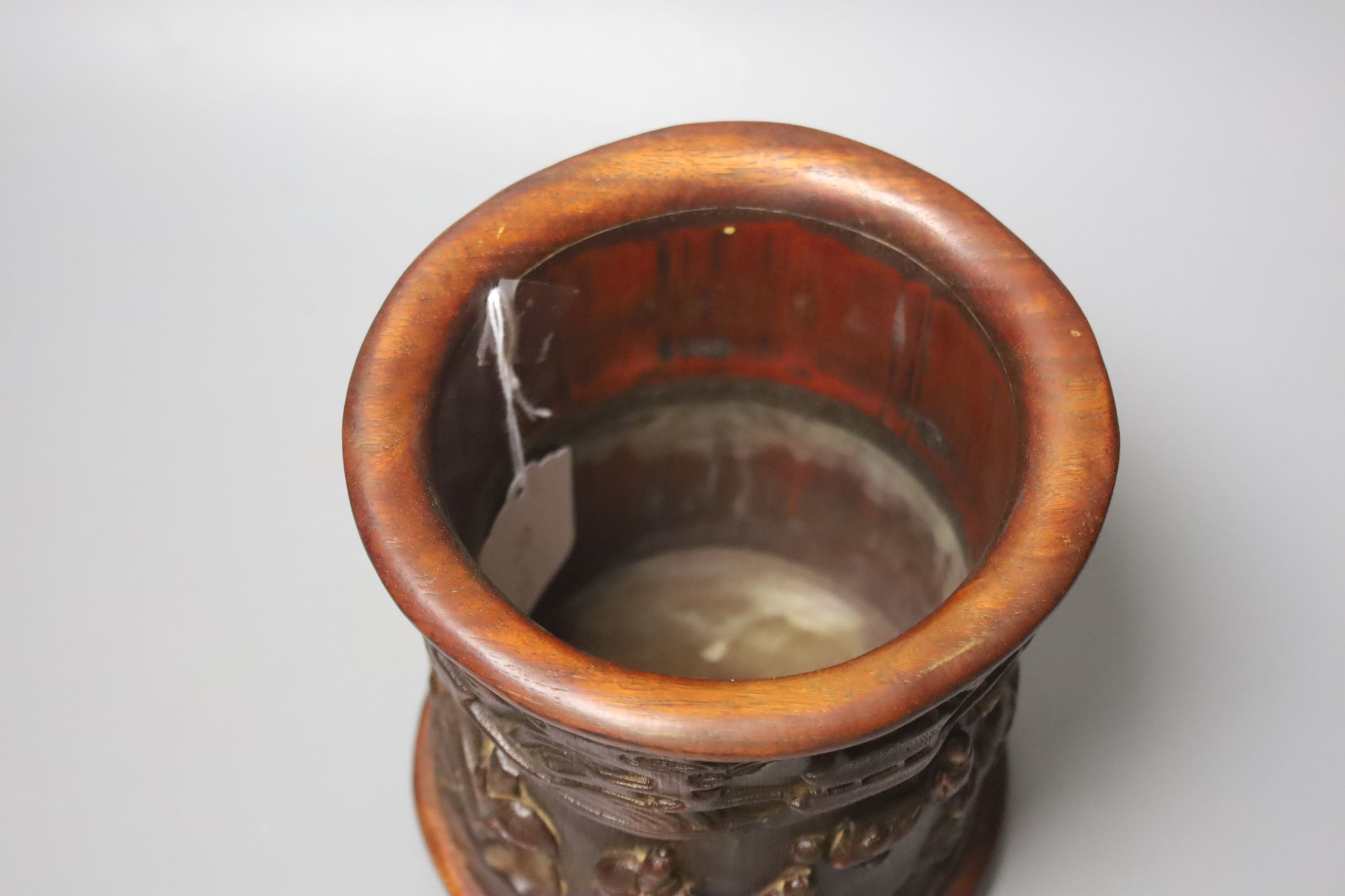 A Chinese carved brush pot, 15.5cm high